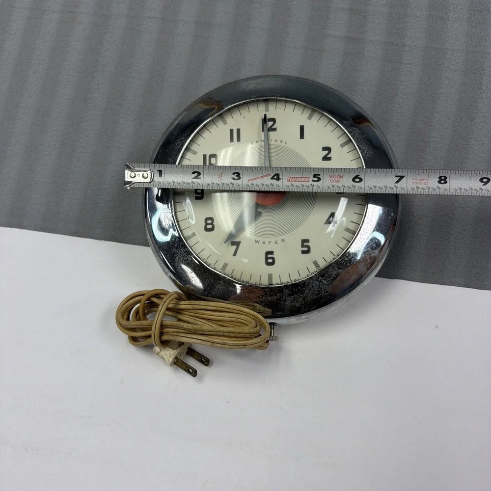 Antique Sentinel Wafer Chrome Electric Clock SK174 Art Deco E. Ingraham Works